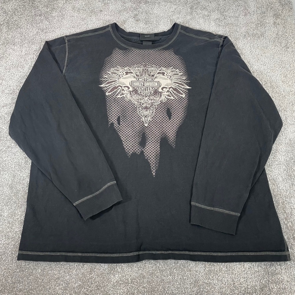 Harley Davidson T Shirt Mens 3XL Skulls Y2K Biker Grunge Gothic Streetwear Heavy